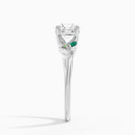 Arden Diamond Ring with Lab Emerald Accents Platinum Round Engagement Ring