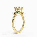 Arden Diamond Ring with Lab Emerald Accents Yellow Gold 18k Round Engagement Ring