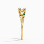 Arden Diamond Ring with Lab Emerald Accents Yellow Gold 18k Round Engagement Ring
