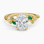 Arden Diamond Ring with Lab Emerald Accents Yellow Gold 18k Oval Engagement Ring