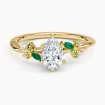 Arden Diamond Ring with Lab Emerald Accents Yellow Gold 18k Pear Engagement Ring