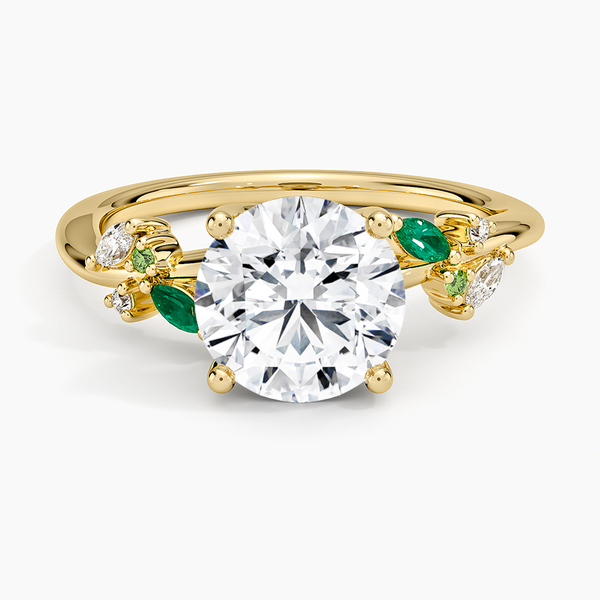Arden Diamond Ring with Lab Emerald Accents Engagement Ring