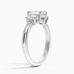 Helena Radiant-Cut Three Stone Diamond Ring (3/8 ct. tw.) Platinum Emerald Engagement Ring
