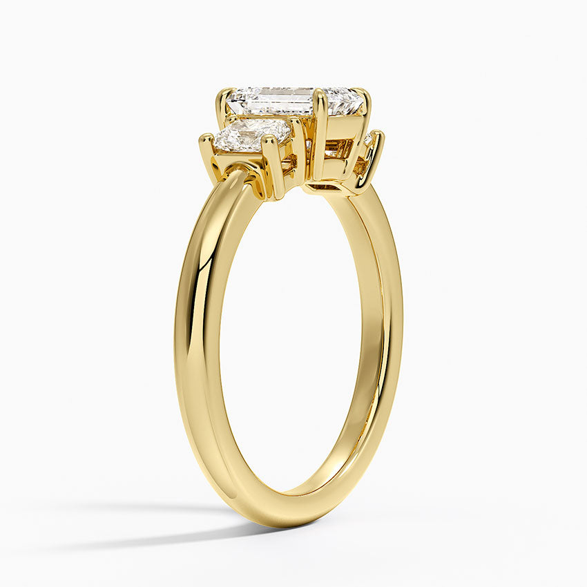 Helena Radiant-Cut Three Stone Diamond Ring (3/8 ct. tw.) Yellow Gold 18k Emerald Engagement Ring