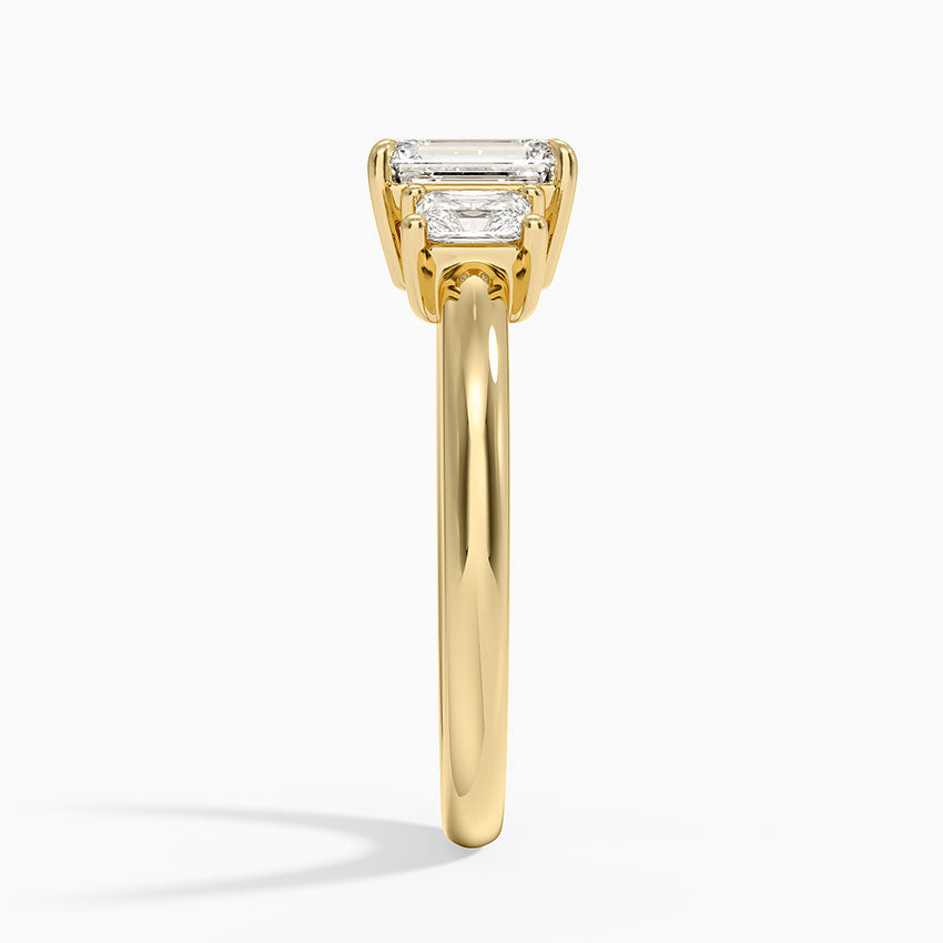 Helena Radiant-Cut Three Stone Diamond Ring (3/8 ct. tw.) Yellow Gold 18k Emerald Engagement Ring