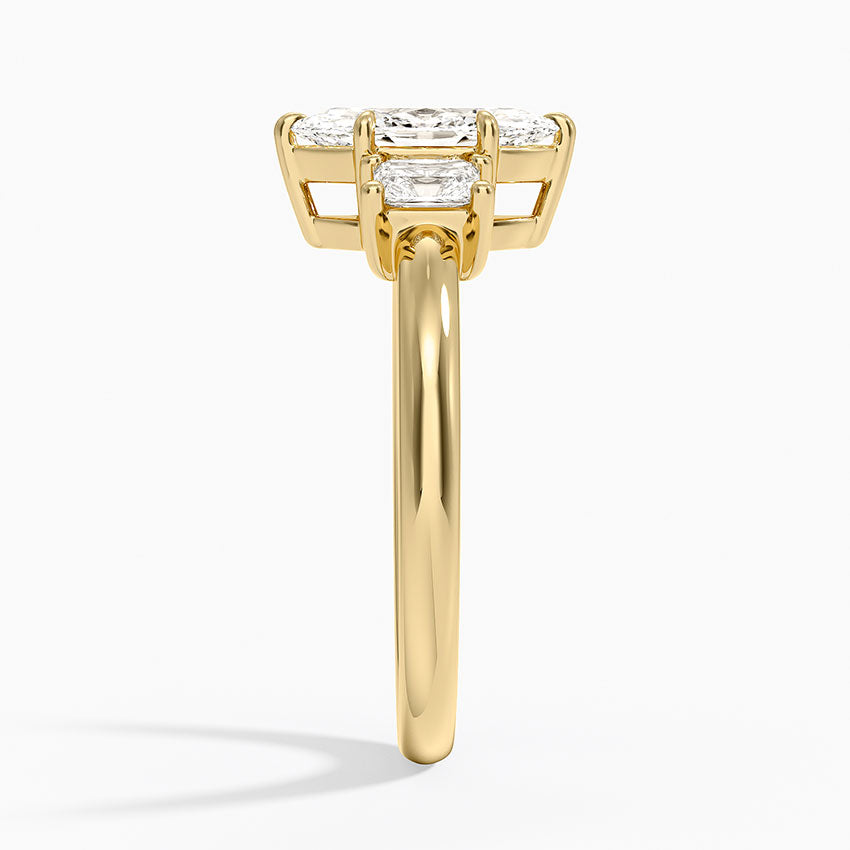 Helena Radiant-Cut Three Stone Diamond Ring (3/8 ct. tw.) Yellow Gold 18k Marquise Engagement Ring