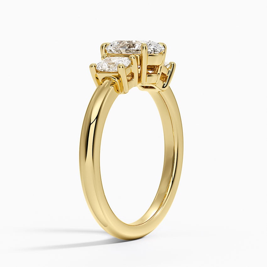 Helena Radiant-Cut Three Stone Diamond Ring (3/8 ct. tw.) Yellow Gold 18k Oval Engagement Ring