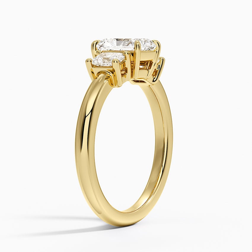 Helena Radiant-Cut Three Stone Diamond Ring (3/8 ct. tw.) Yellow Gold 18k Radiant Engagement Ring