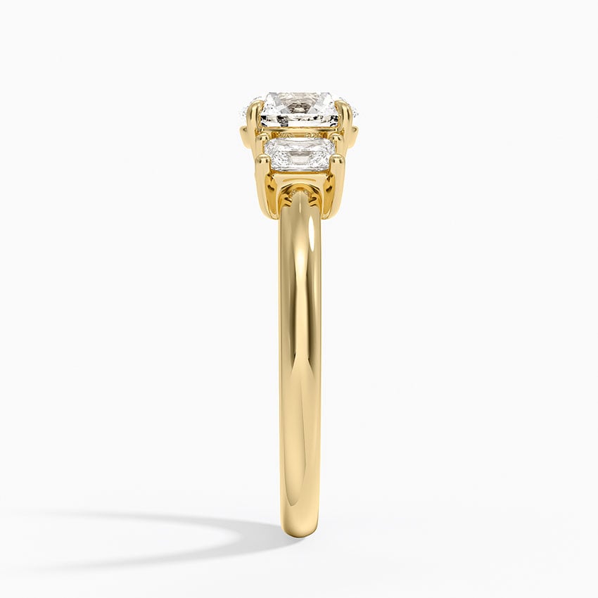 Helena Radiant-Cut Three Stone Diamond Ring (3/8 ct. tw.) Yellow Gold 18k Round Engagement Ring