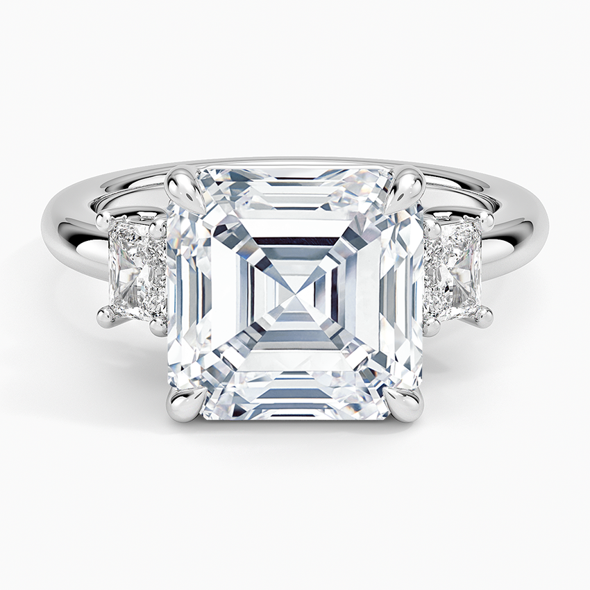 Helena Radiant-Cut Three Stone Diamond Ring (3/8 ct. tw.) Platinum Asscher Engagement Ring