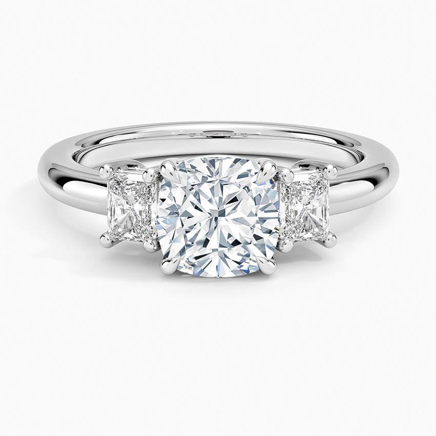 Helena Radiant-Cut Three Stone Diamond Ring (3/8 ct. tw.) Platinum Cushion Engagement Ring