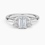 Helena Radiant-Cut Three Stone Diamond Ring (3/8 ct. tw.) Platinum Emerald Engagement Ring