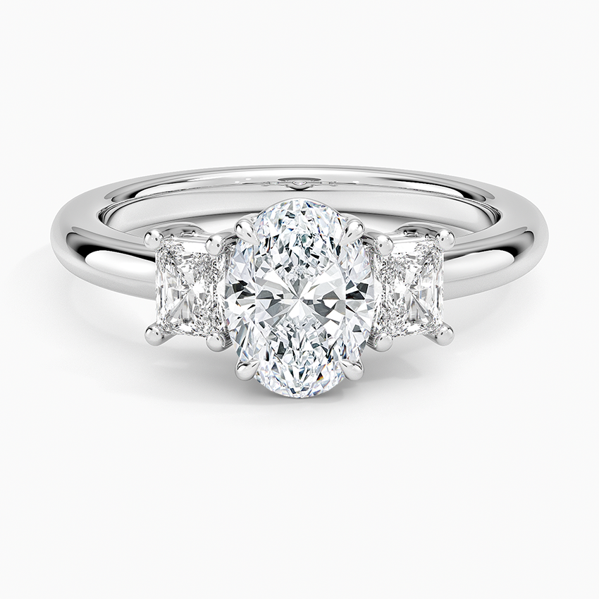 Helena Radiant-Cut Three Stone Diamond Ring (3/8 ct. tw.) Platinum Oval Engagement Ring