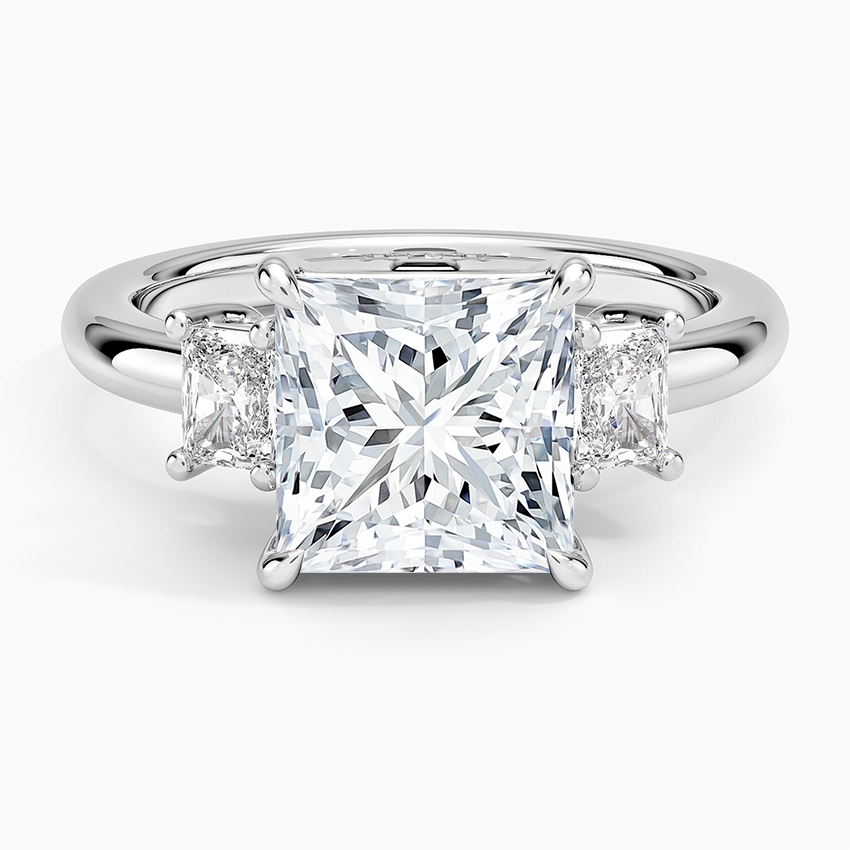 Helena Radiant-Cut Three Stone Diamond Ring (3/8 ct. tw.) Platinum Princess Engagement Ring