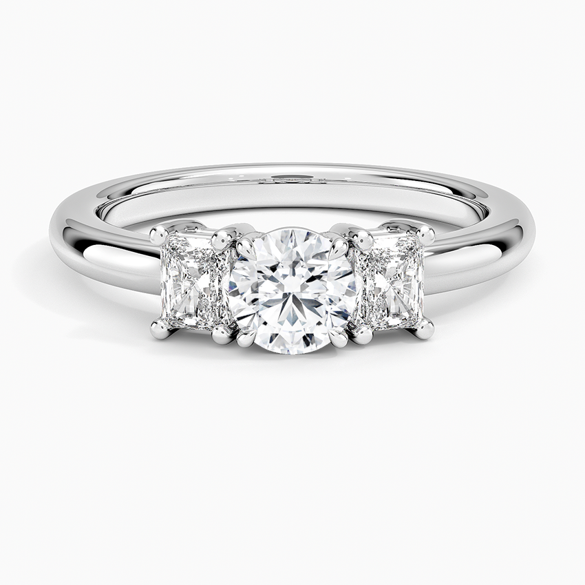 Helena Radiant-Cut Three Stone Diamond Ring (3/8 ct. tw.) Platinum Round Engagement Ring