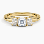 Helena Radiant-Cut Three Stone Diamond Ring (3/8 ct. tw.) Yellow Gold 18k Asscher Engagement Ring