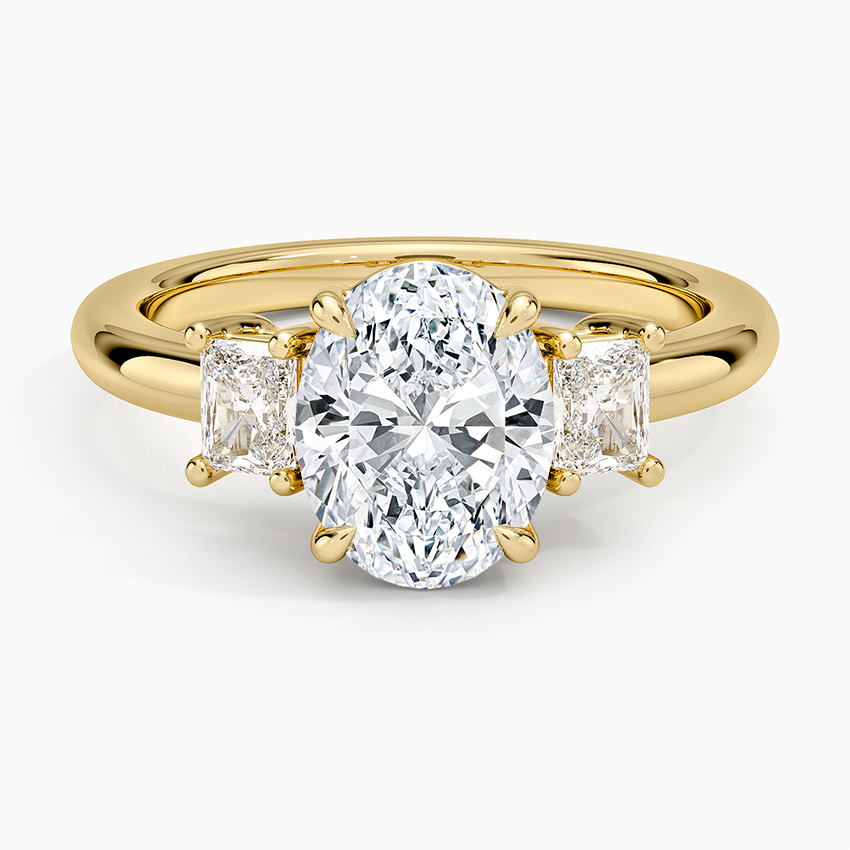 Helena Radiant-Cut Three Stone Diamond Ring (3/8 ct. tw.) Yellow Gold 18k Oval Engagement Ring