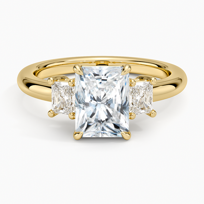 Helena Radiant-Cut Three Stone Diamond Ring (3/8 ct. tw.) Yellow Gold 18k Radiant Engagement Ring