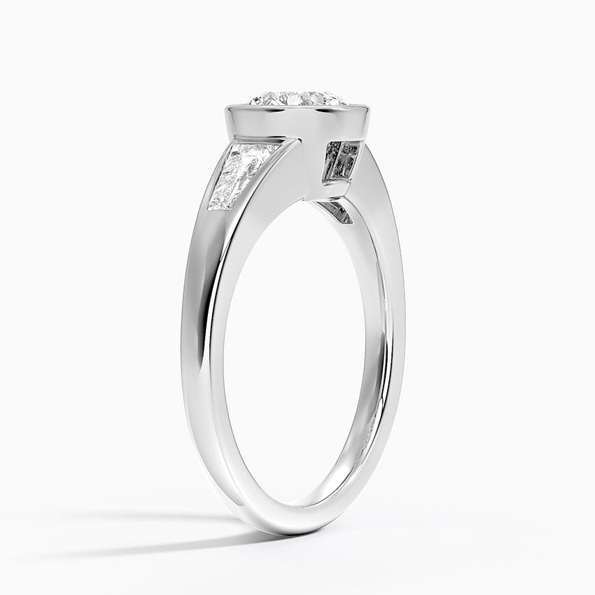 Hayes Three Stone Baguette Diamond Ring (1/2 ct. tw.) Platinum Round Engagement Ring