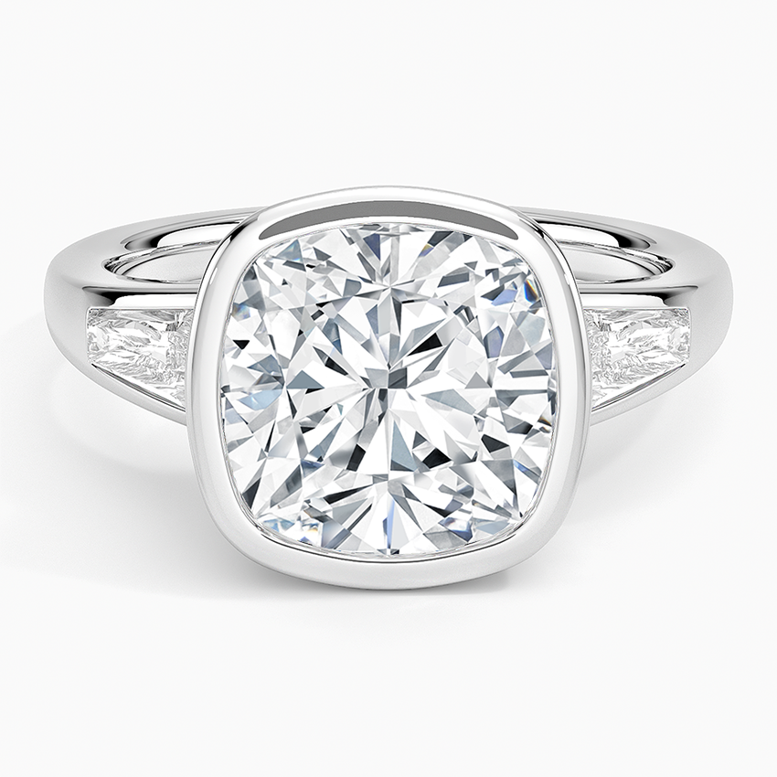 Hayes Three Stone Baguette Diamond Ring (1/2 ct. tw.) Platinum Cushion Engagement Ring