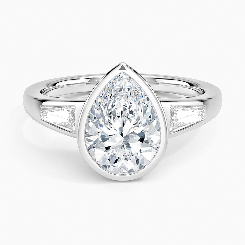Hayes Three Stone Baguette Diamond Ring (1/2 ct. tw.) Platinum Pear Engagement Ring