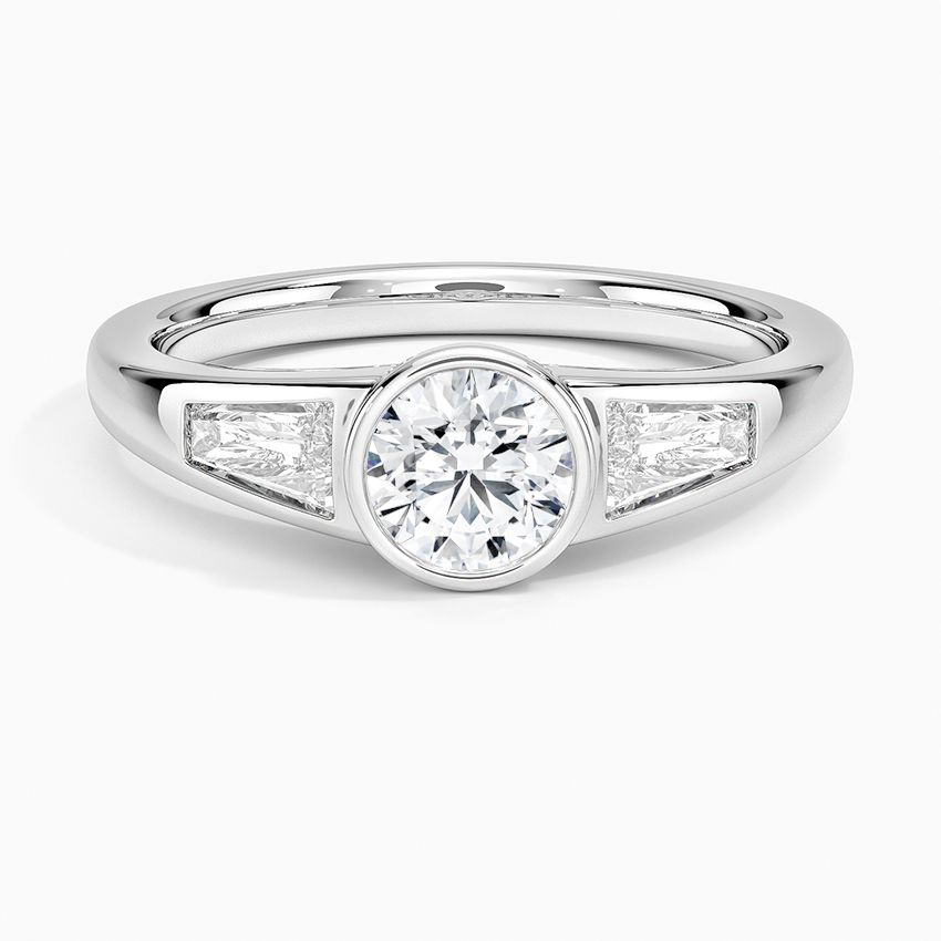 Hayes Three Stone Baguette Diamond Ring (1/2 ct. tw.) Platinum Round Engagement Ring