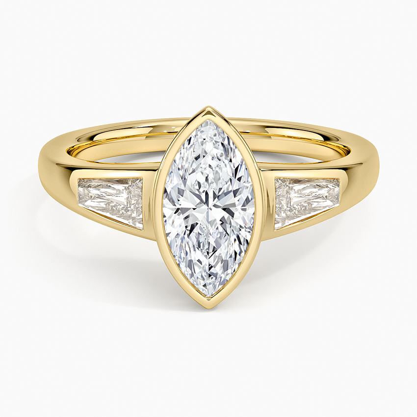Hayes Three Stone Baguette Diamond Ring (1/2 ct. tw.) Yellow Gold 18k Marquise Engagement Ring
