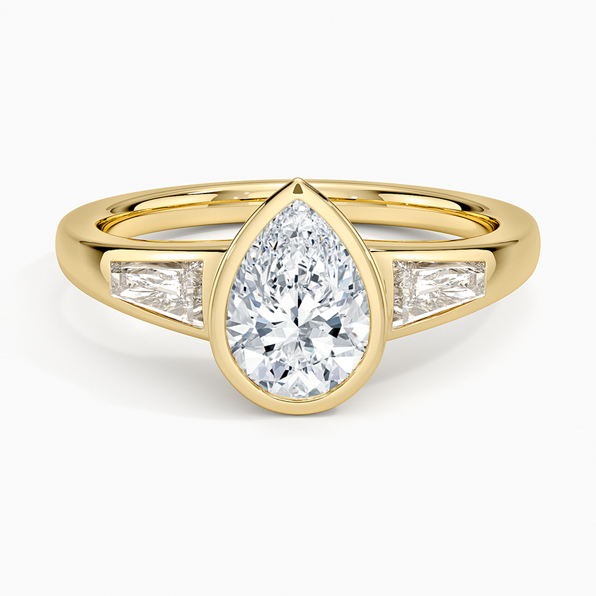 Hayes Three Stone Baguette Diamond Ring (1/2 ct. tw.) Yellow Gold 18k Pear Engagement Ring