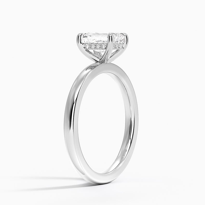 Audrey Perfect Fit Hidden Halo 2mm Diamond Ring Platinum Emerald Engagement Ring