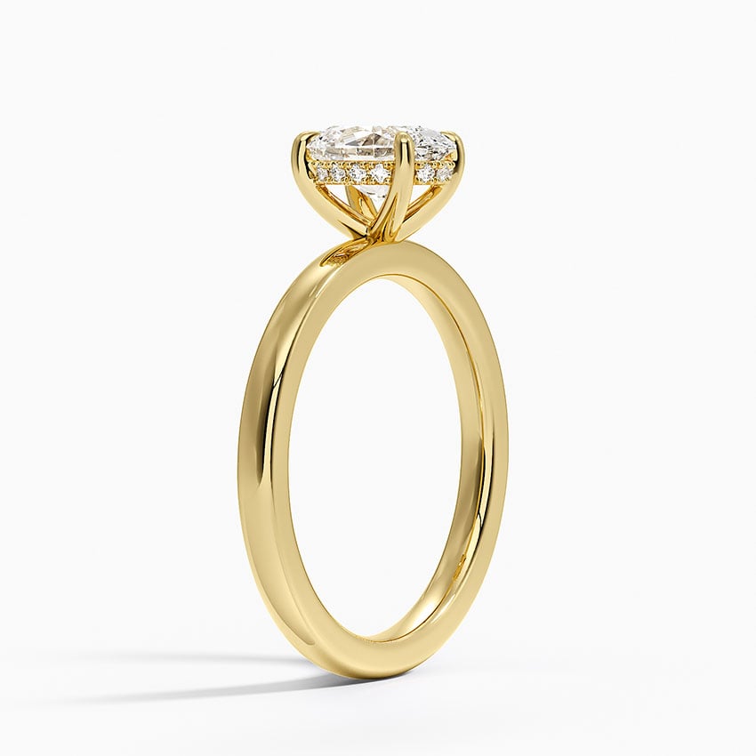 Audrey Perfect Fit Hidden Halo 2mm Diamond Ring Yellow Gold 18k Oval Engagement Ring