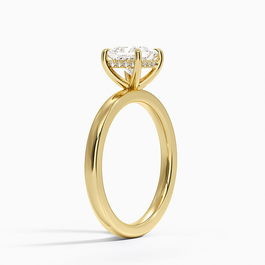 Audrey Perfect Fit Hidden Halo 2mm Diamond Ring Yellow Gold 18k Princess Engagement Ring