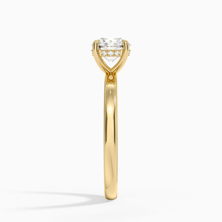 Audrey Perfect Fit Hidden Halo 2mm Diamond Ring Yellow Gold 18k Round Engagement Ring