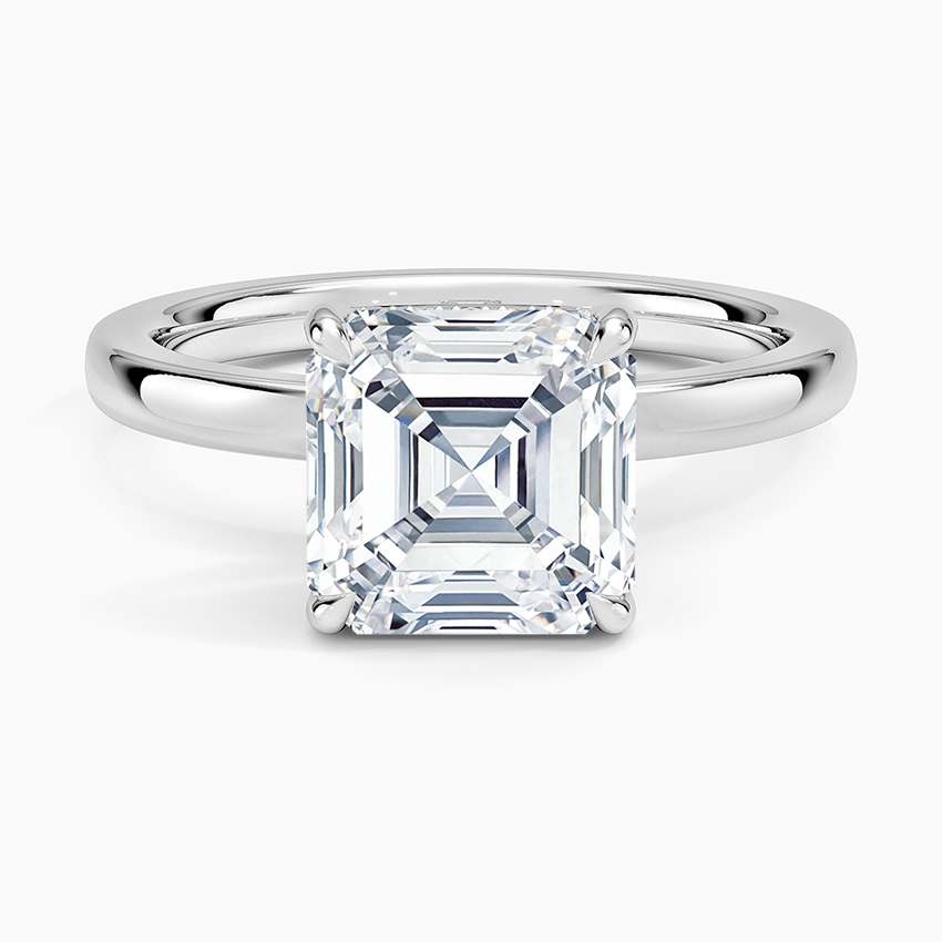 Audrey Perfect Fit Hidden Halo 2mm Diamond Ring Platinum Asscher Engagement Ring