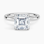Audrey Perfect Fit Hidden Halo 2mm Diamond Ring Platinum Asscher Engagement Ring