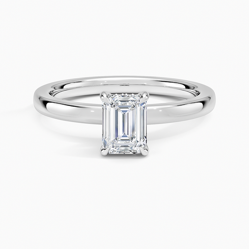 Audrey Perfect Fit Hidden Halo 2mm Diamond Ring Platinum Emerald Engagement Ring