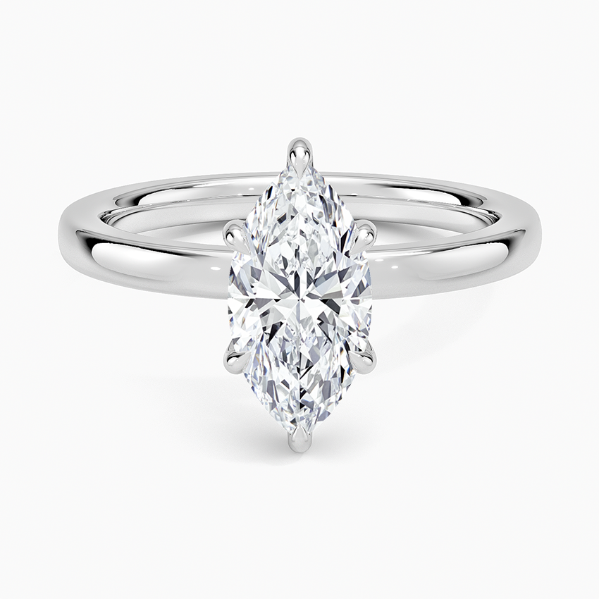 Audrey Perfect Fit Hidden Halo 2mm Diamond Ring Platinum Marquise Engagement Ring