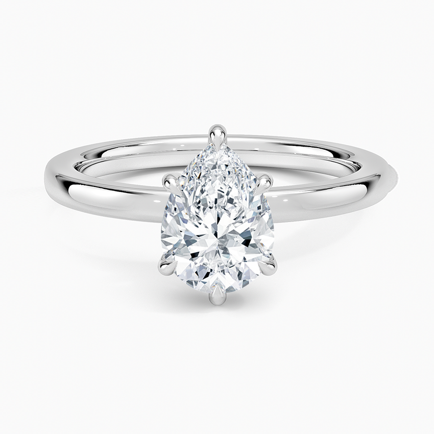 Audrey Perfect Fit Hidden Halo 2mm Diamond Ring Platinum Pear Engagement Ring
