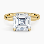 Audrey Perfect Fit Hidden Halo 2mm Diamond Ring Yellow Gold 18k Asscher Engagement Ring