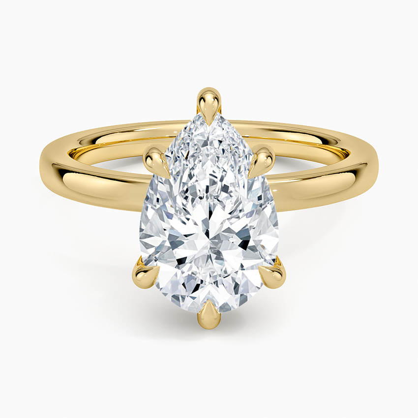 Audrey Perfect Fit Hidden Halo 2mm Diamond Ring Yellow Gold 18k Pear Engagement Ring