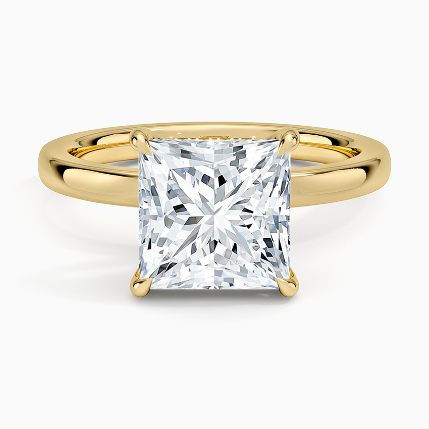 Audrey Perfect Fit Hidden Halo 2mm Diamond Ring Yellow Gold 18k Princess Engagement Ring