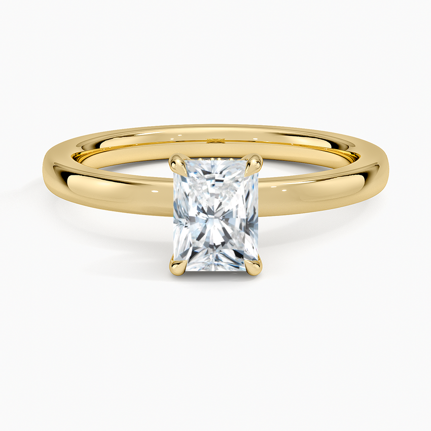 Audrey Perfect Fit Hidden Halo 2mm Diamond Ring Yellow Gold 18k Radiant Engagement Ring