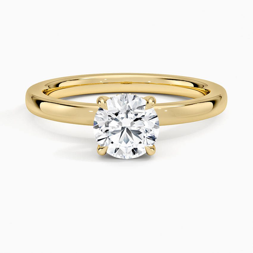 Audrey Perfect Fit Hidden Halo 2mm Diamond Ring Yellow Gold 18k Round Engagement Ring
