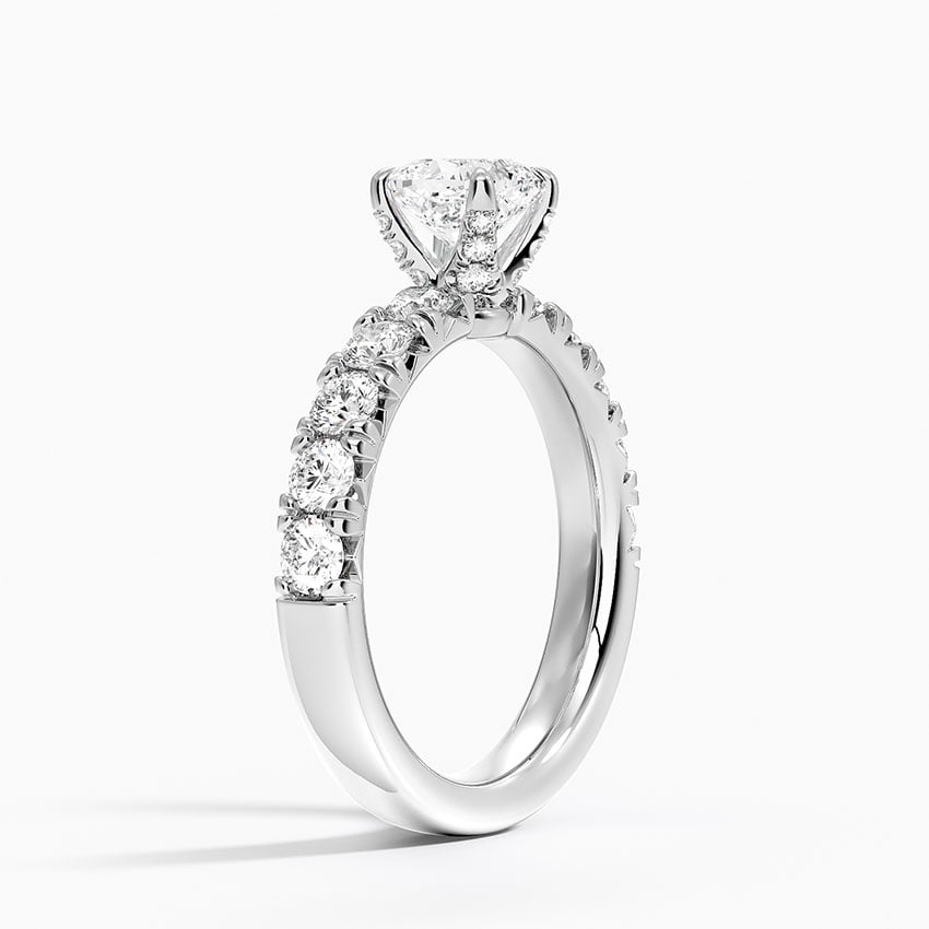 Ellora Half Coverage Diamond Ring Platinum Cushion Engagement Ring