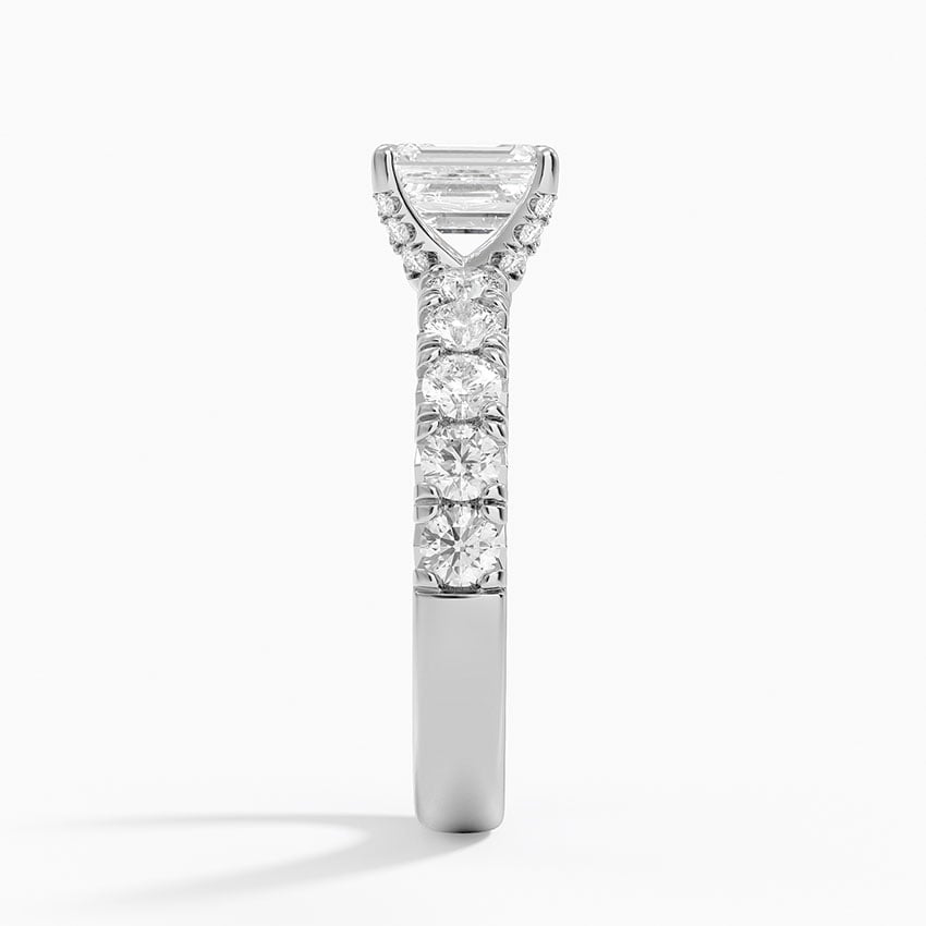 Ellora Half Coverage Diamond Ring Platinum Emerald Engagement Ring