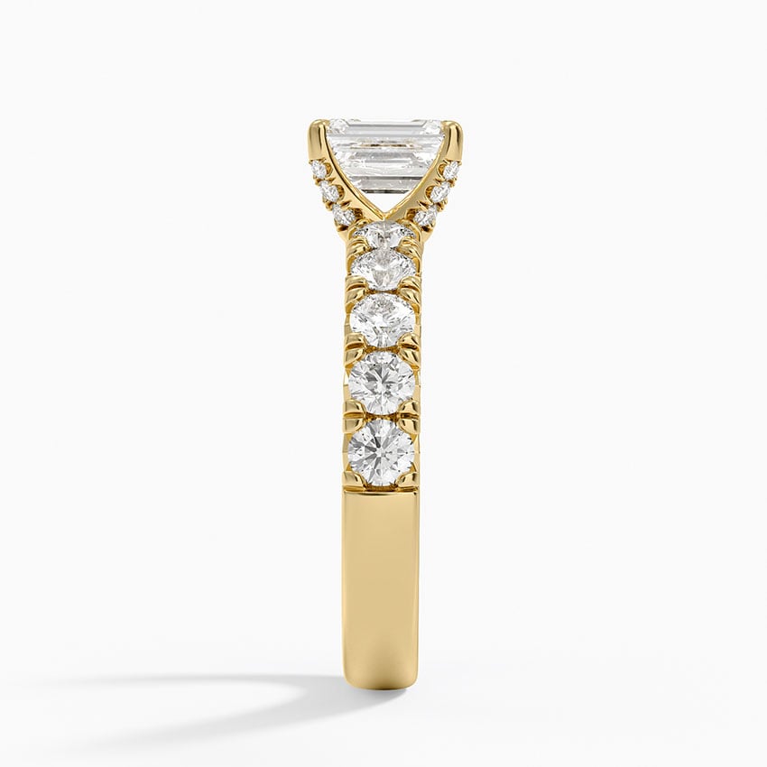 Ellora Half Coverage Diamond Ring Yellow Gold 18k Emerald Engagement Ring