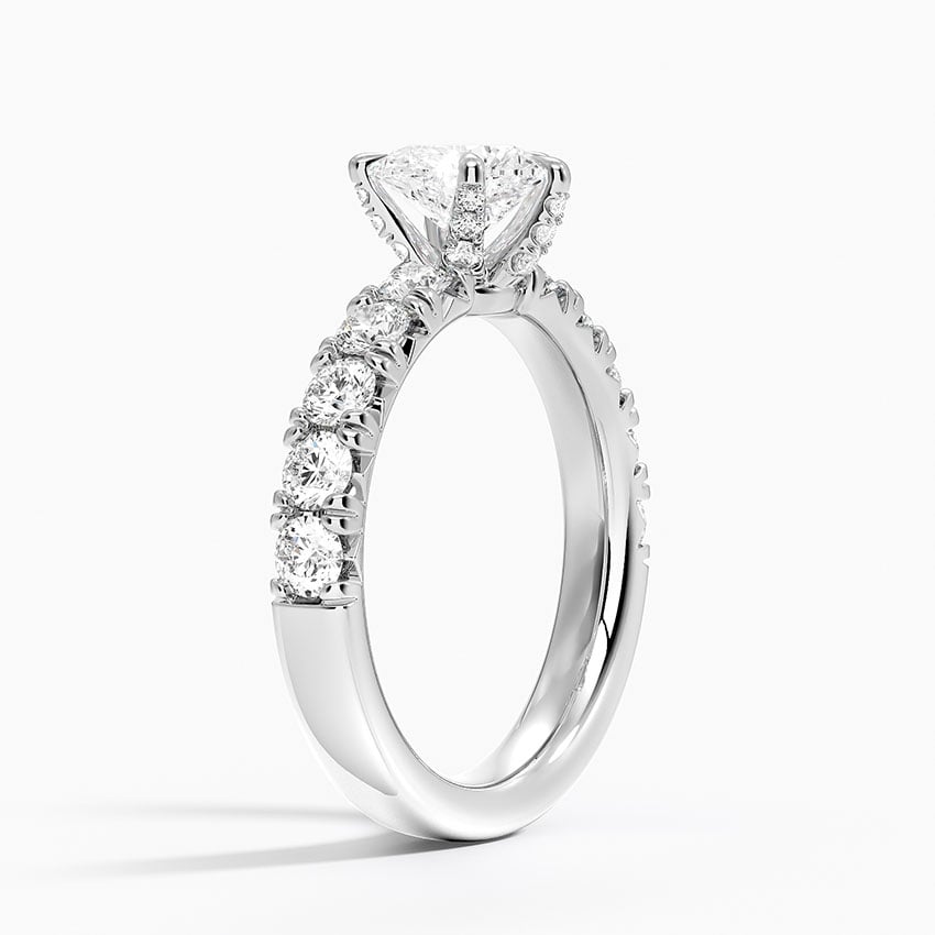 Ellora Half Coverage Diamond Ring Platinum Heart Engagement Ring
