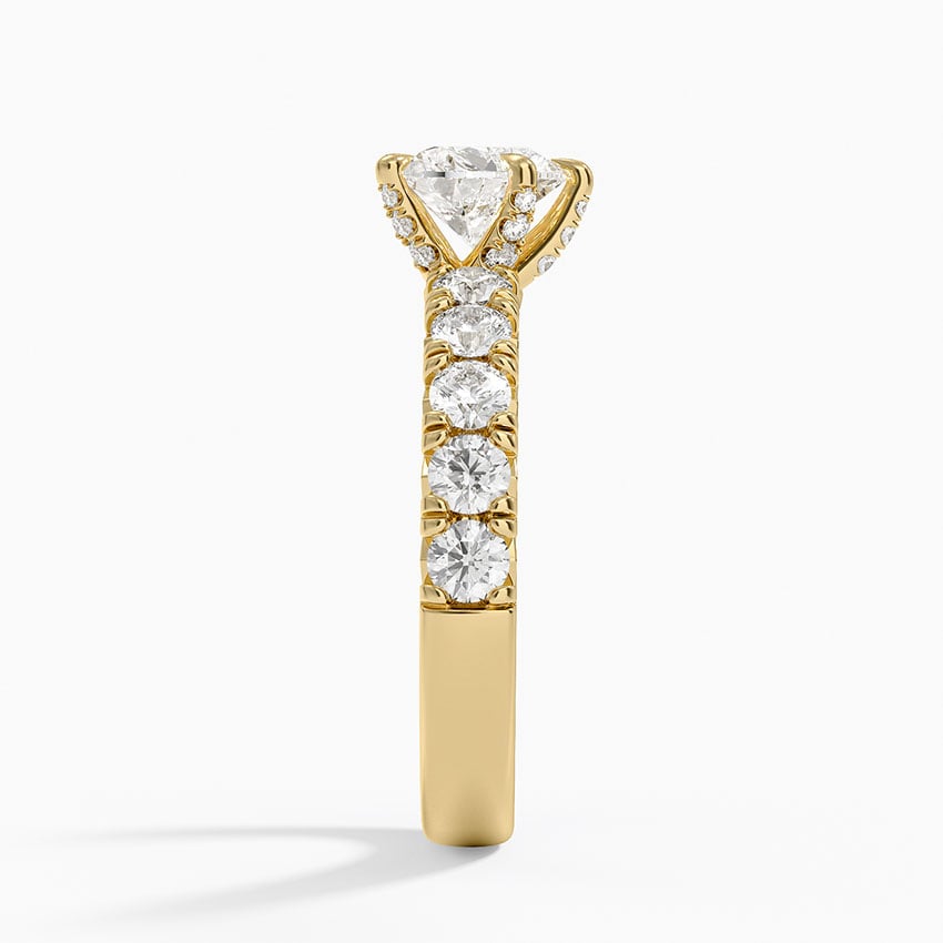Ellora Half Coverage Diamond Ring Yellow Gold 18k Heart Engagement Ring