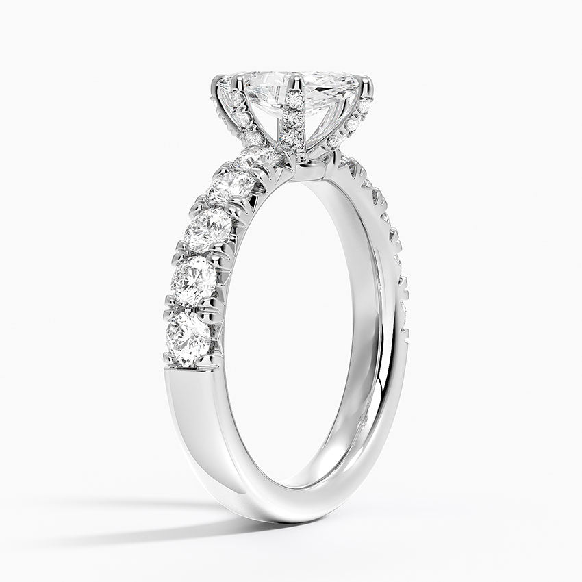 Ellora Half Coverage Diamond Ring Platinum Marquise Engagement Ring