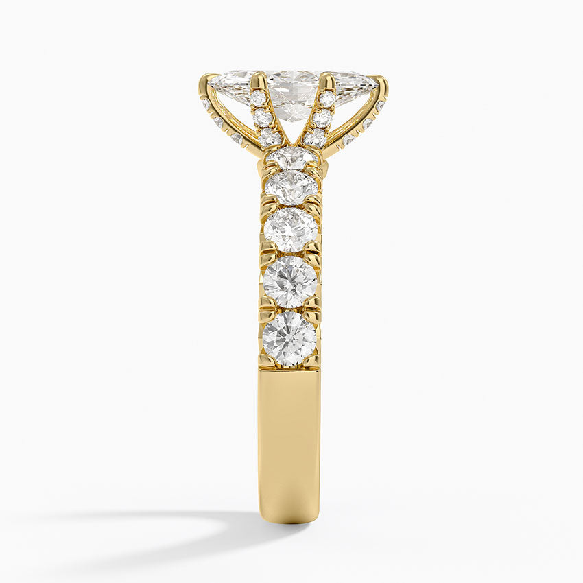 Ellora Half Coverage Diamond Ring Yellow Gold 18k Marquise Engagement Ring