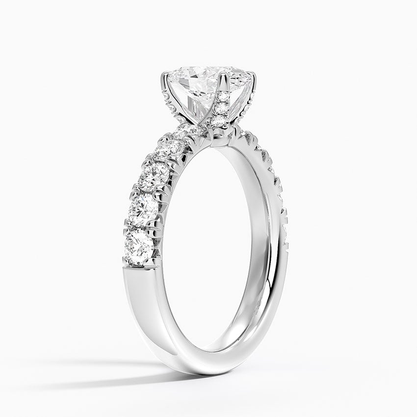 Ellora Half Coverage Diamond Ring Platinum Oval Engagement Ring